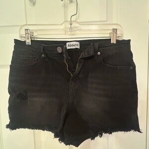 Abound Black Frayed Hem Jean Shorts